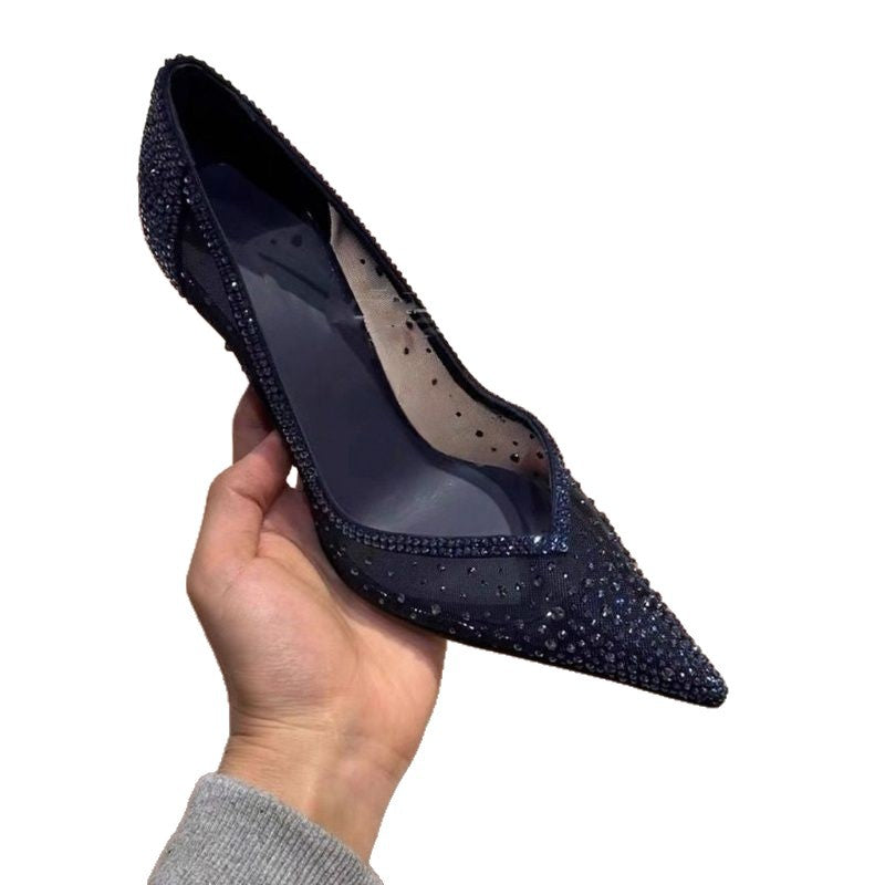 Sarah Express Mesh Rhinestone Pointed-toe Stiletto Heels