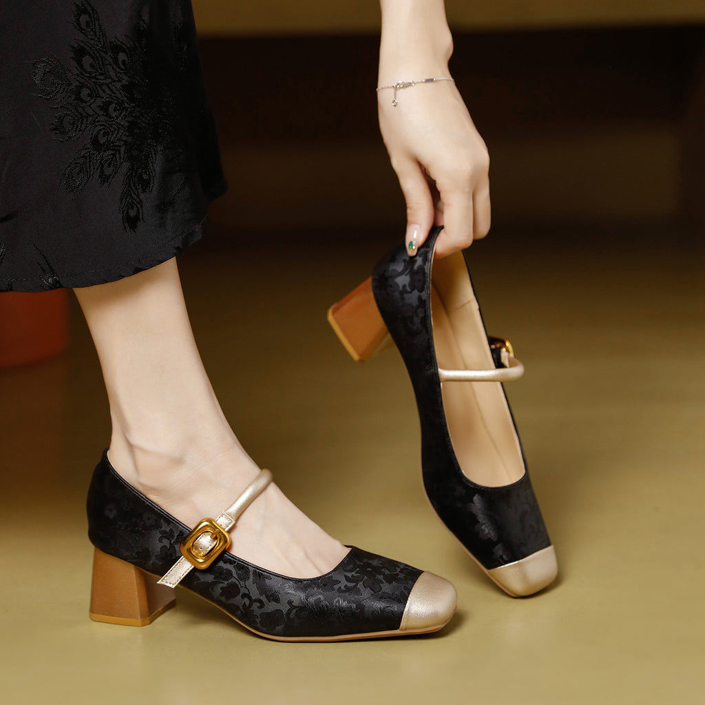 Sarah Express Vintage Square Toe Mary Jane Heels