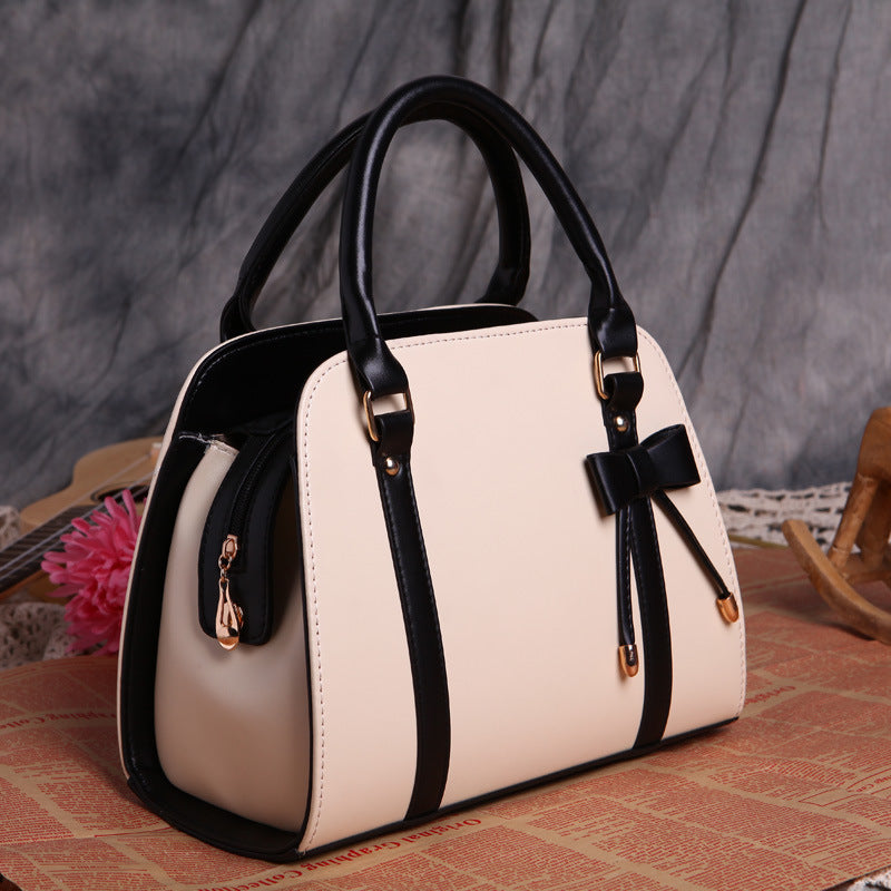 Sarah Express Structured Bow Detail Lady Handbag Beige