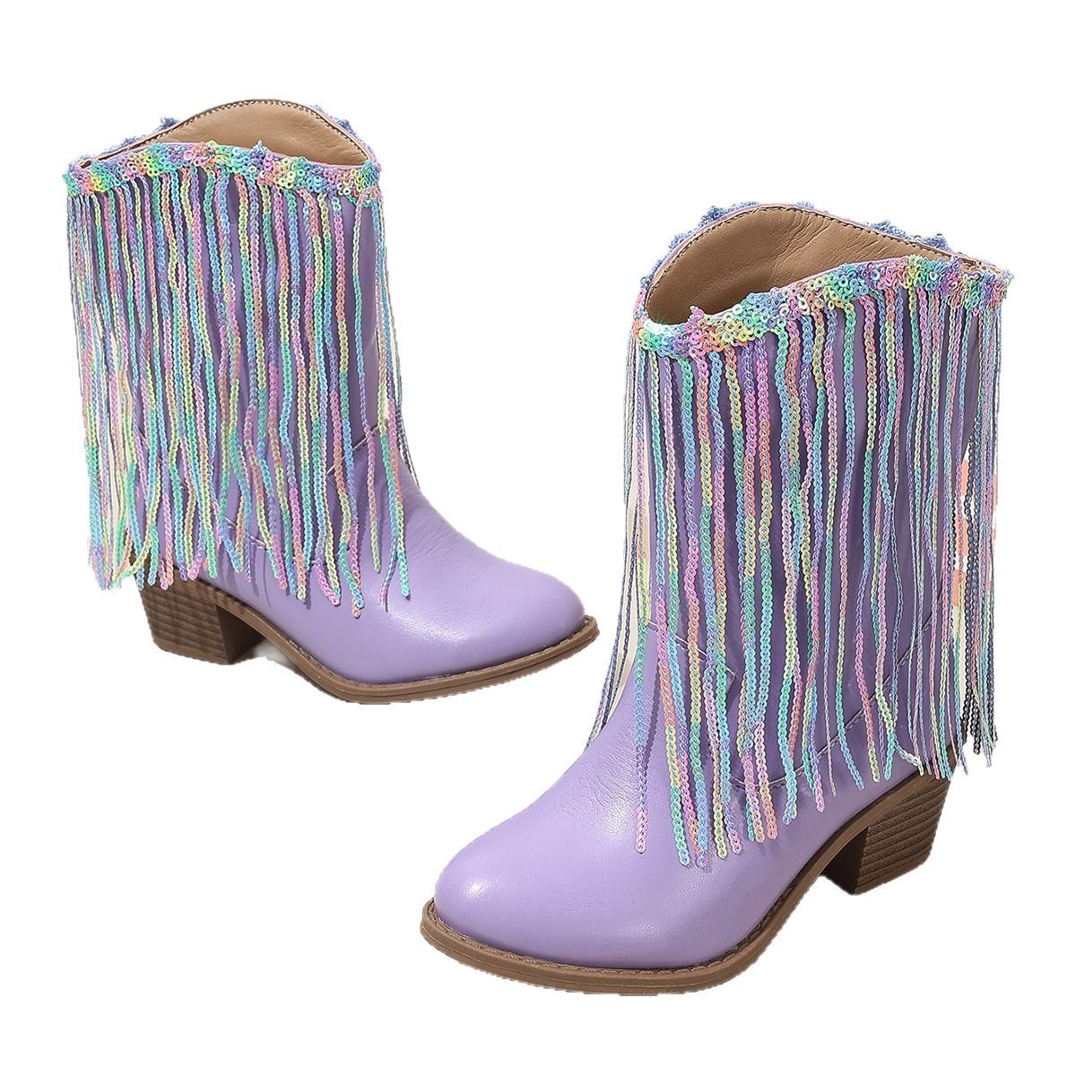 Sarah Express Western Fringe Chunky Heel Ankle Boots