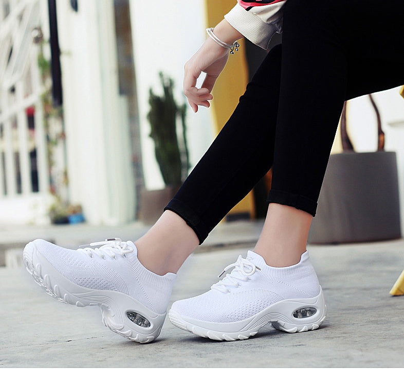 Sarah Express Lightweight Knit Lace-Up Walking Sneakers