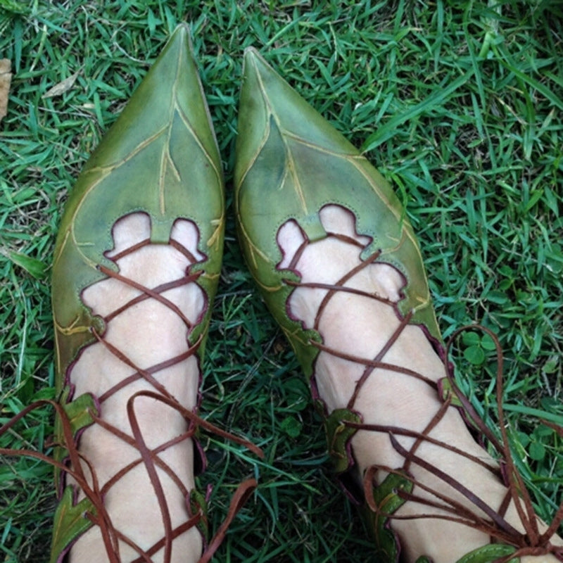 Sarah Express Leaf Pattern Lace Up Ankle Boots