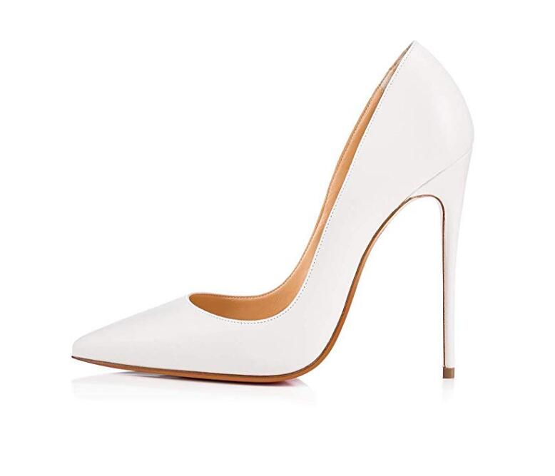 Sarah Express Classic Pointed Toe Stiletto Heels White