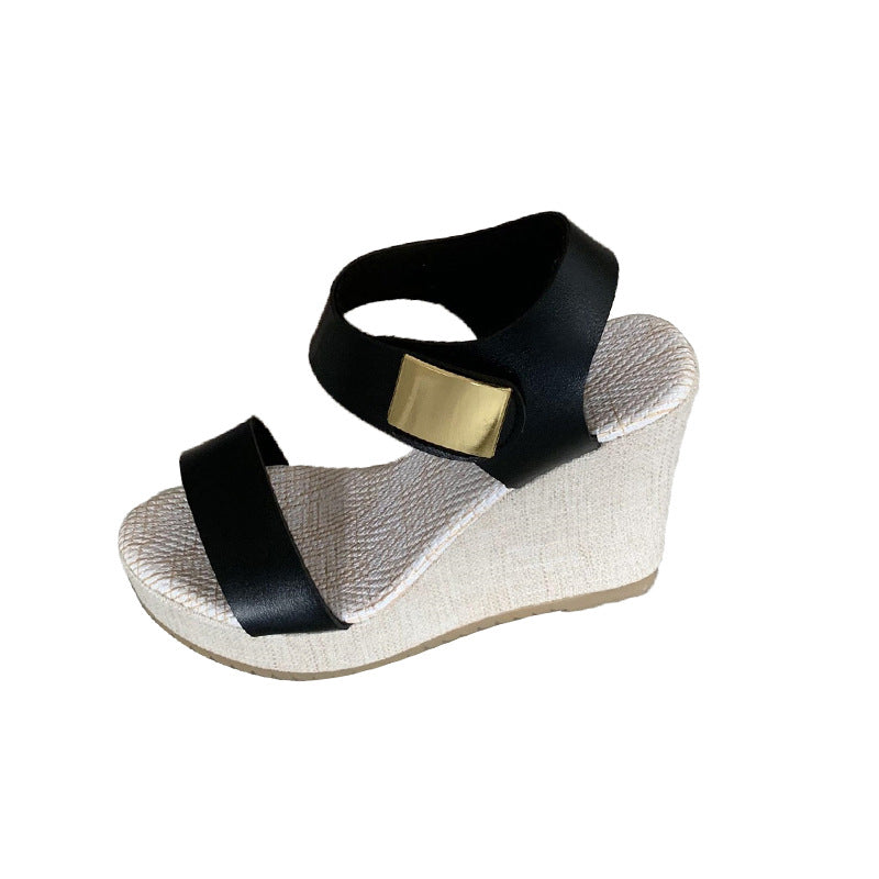 Sarah Express Thick-soled Wedge Platform Sandals Black