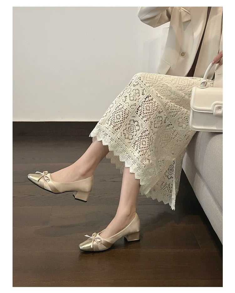 Women 2026 Spring Autumn New Square Toe High Heels, Soft Leather Comfortable Block Mid Heel Versatile Daily Shoes – product detail alternate view 8