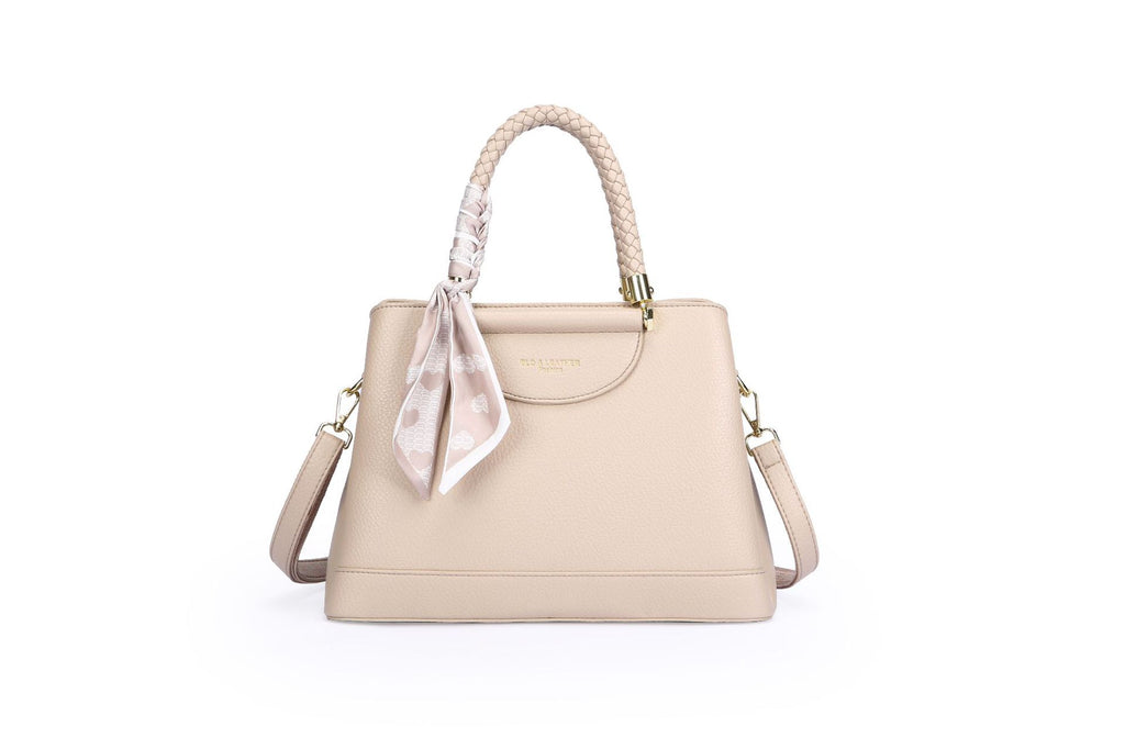 Sarah Express Structured Crossbody Tote with Bow Detail Beige Apricot