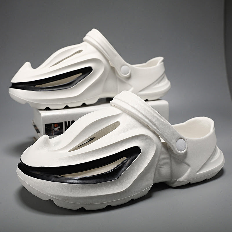 Sarah Express Sculpted EVA Lightweight Beach Clogs White And Black