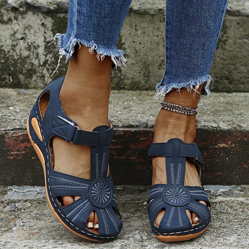 Cutout Round-Toe Velcro Beach Sandals – product detail alternate view 3