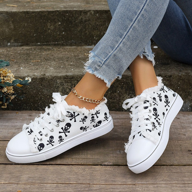 Sarah Express Women's Graffiti Print Low-Top Sneakers White