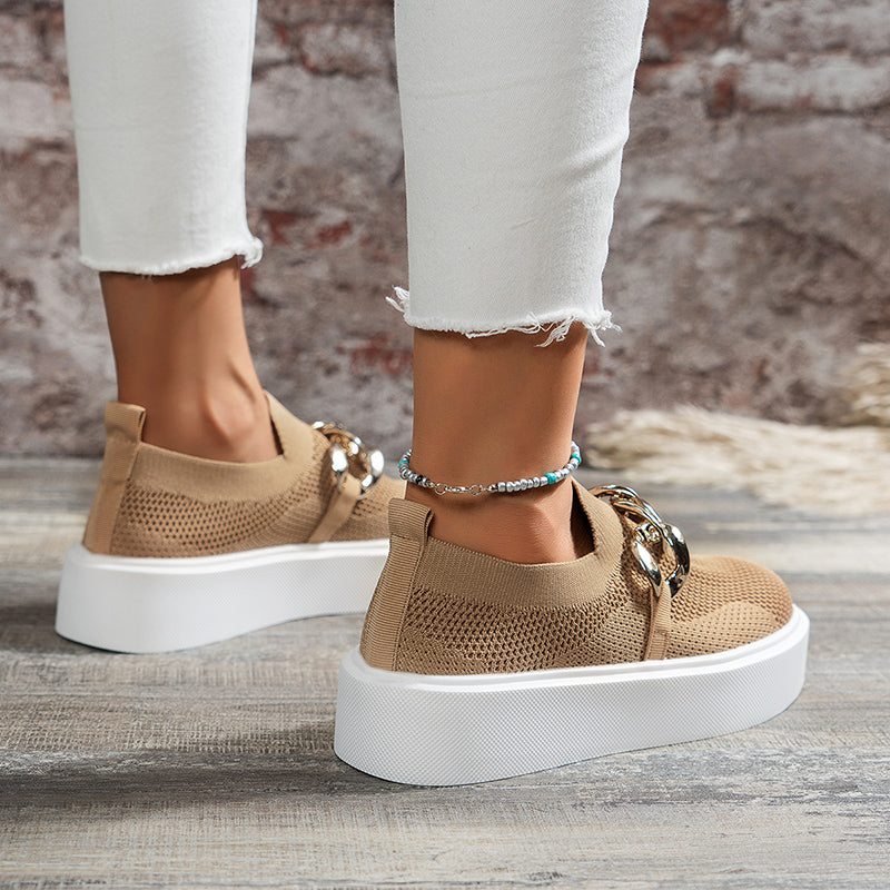Sarah Express Breathable Mesh Chain Detail Slip-On Flats