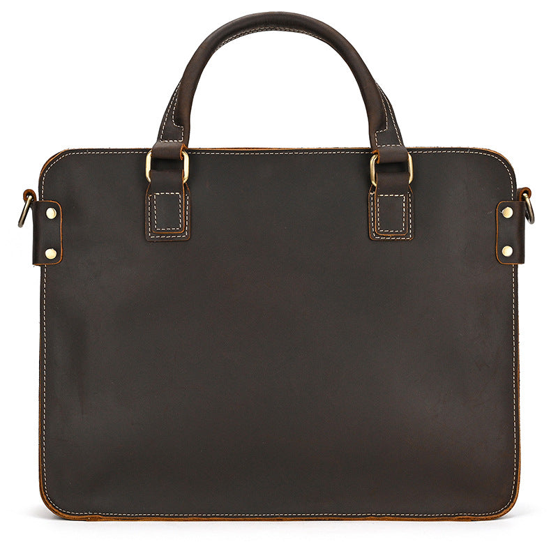 Sarah Express Retro Crazy Horse Leather Business Briefcase
