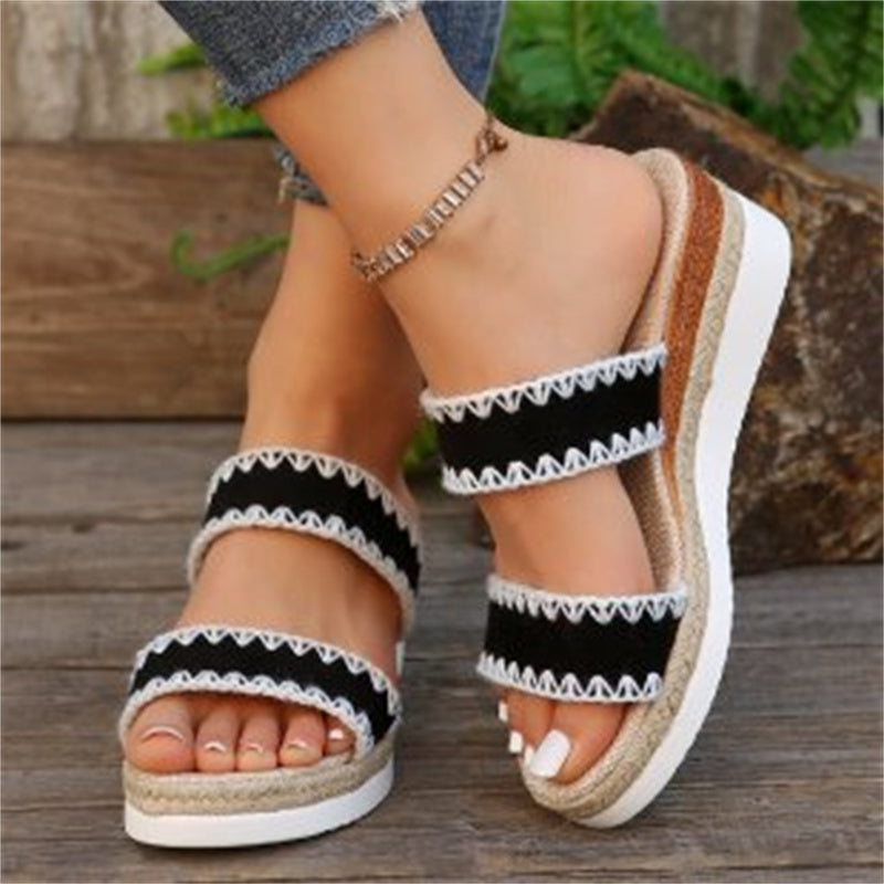 Sarah Express Woven Suede Platform Wedge Sandals