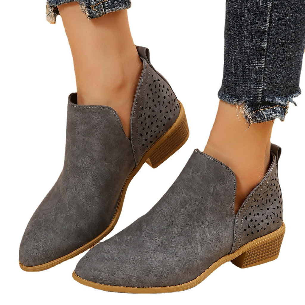 Sarah Express Pointed-Toe Low-Heel Martin Ankle Boots