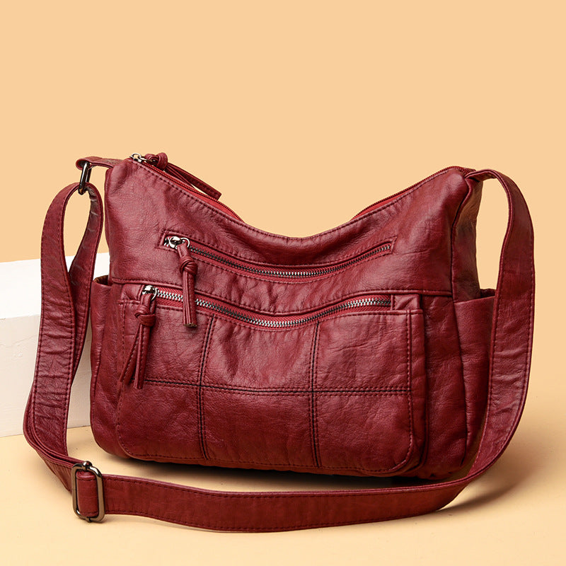 Sarah Express Solid Color PU Leather Crossbody Handbag