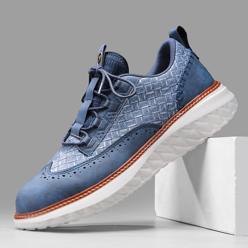 Sarah Express Men's Breathable Woven Texture Casual Sneakers