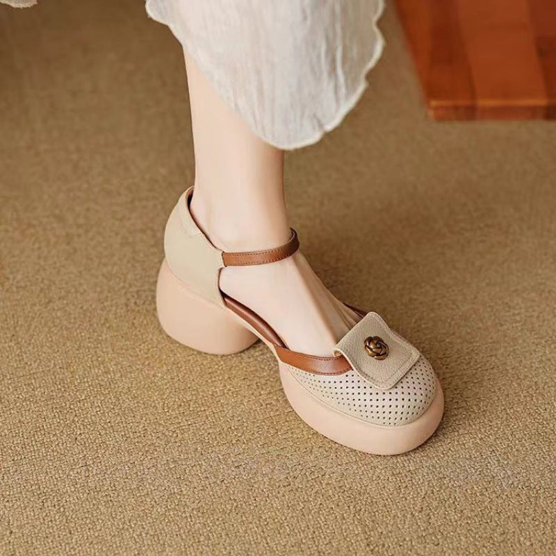Sarah Express Waterproof Closed-Toe Buckle Strap Heels