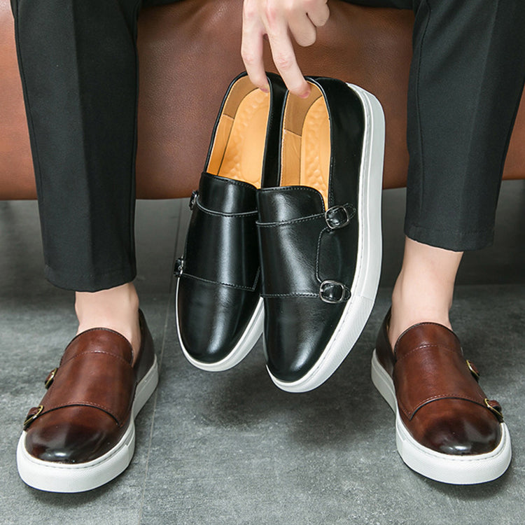 Sarah Express Men's Double Buckle Slip-On Loafers