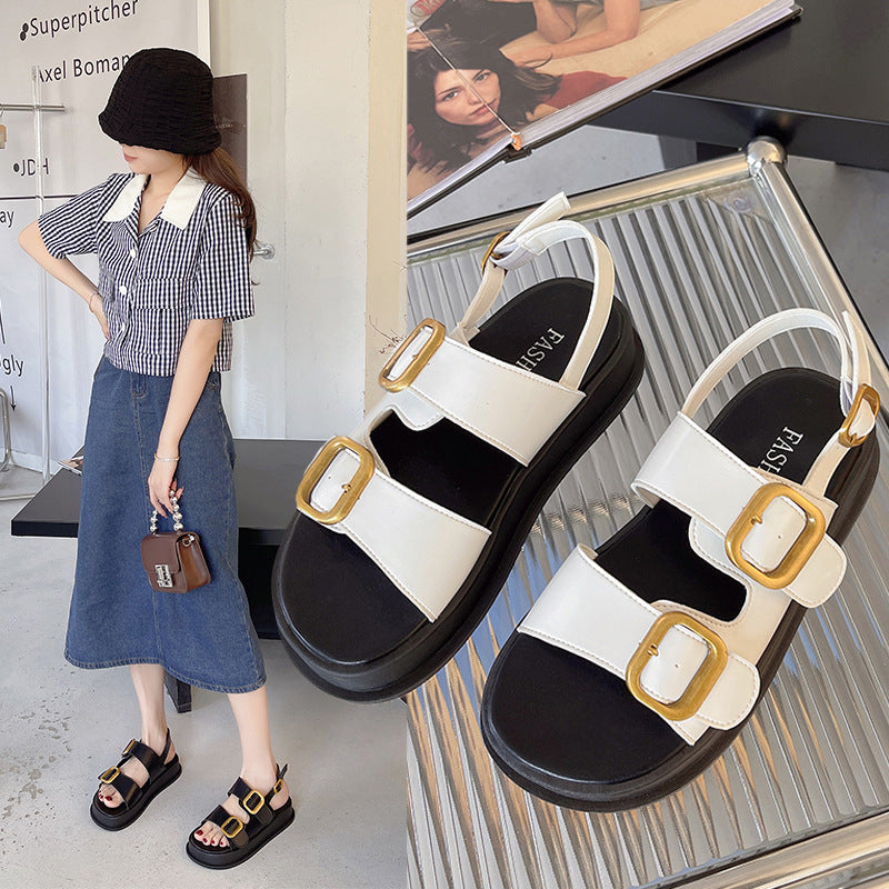 Sarah Express Women's Platform Buckle Casual Sandals