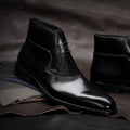 Sarah Express Classic Leather Lace Up Winter Boots Black