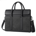 Sarah Express Business Cowhide Leather Laptop Messenger Bag Black