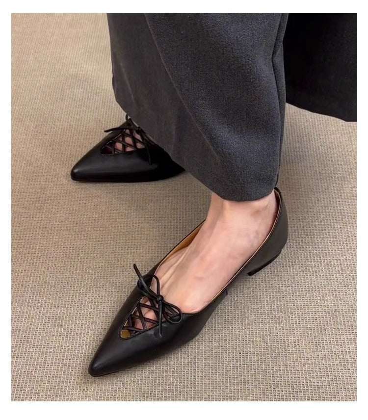 Women's Bow-Knot French Cutout Flat Shoes – product detail alternate view