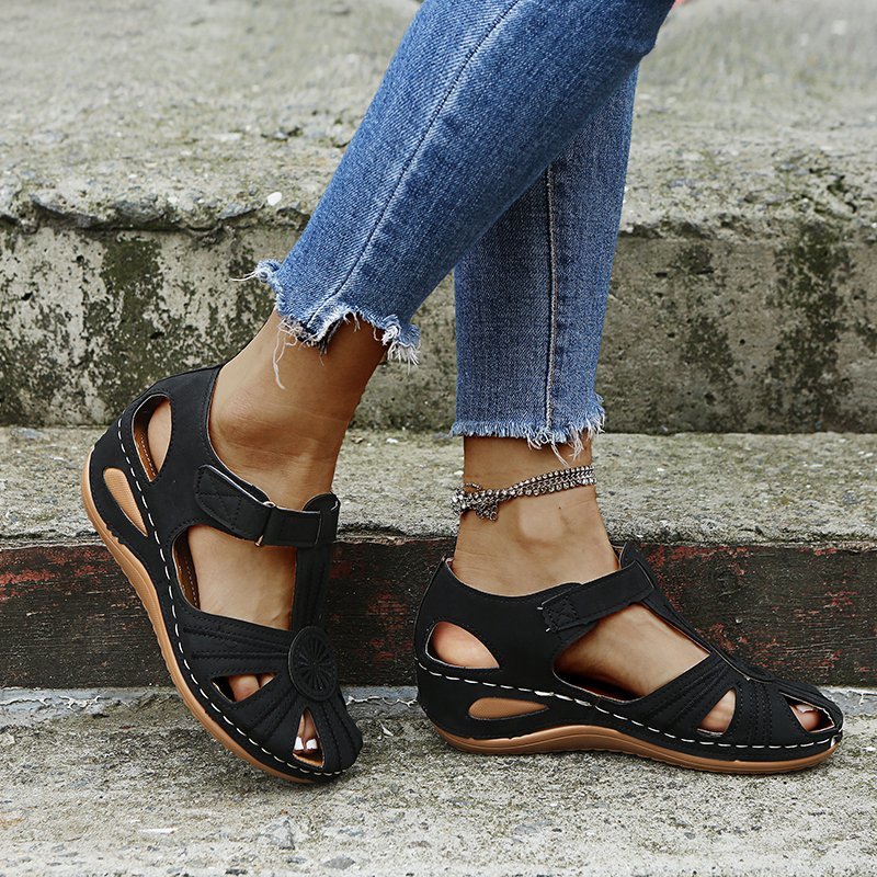 Cutout Round-Toe Velcro Beach Sandals – product detail alternate view 5