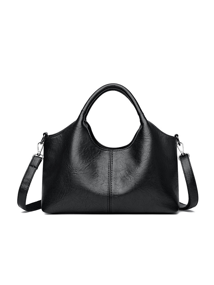 Sarah Express Structured Soft Leather Crossbody Handbag Black