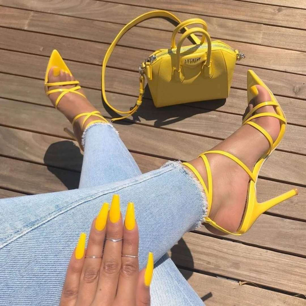 Sarah Express Pointed Toe Cross Strap Stiletto Heels