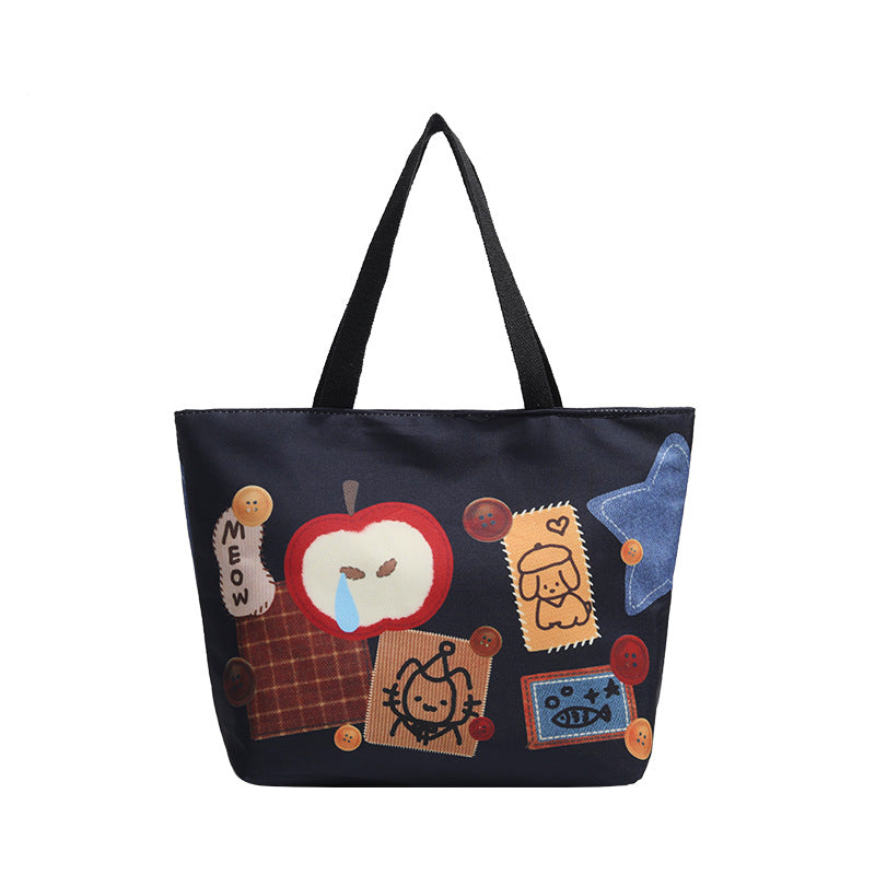 Sarah Express Printed Canvas Tote Bag Dark Blue