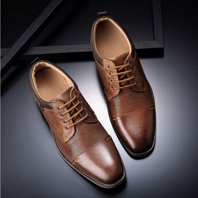 Sarah Express Men's Brown Leather Formal Dress Shoes