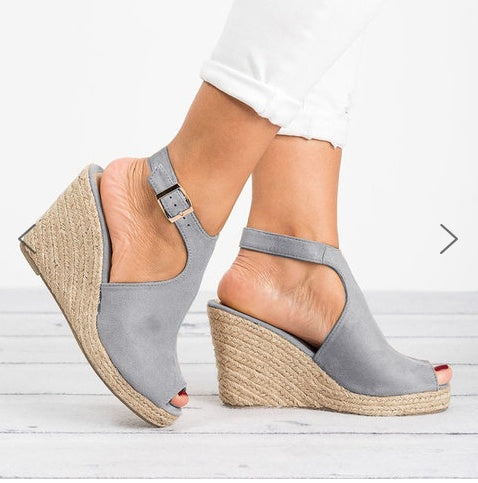 Sarah Express Peep Toe Wedge Platform Spartan Sandals