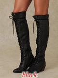 Sarah Express Women's Over-the-Knee Round Toe Boots Black