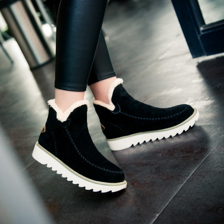 Sarah Express Women's Plush Lined Casual Winter Boots Black