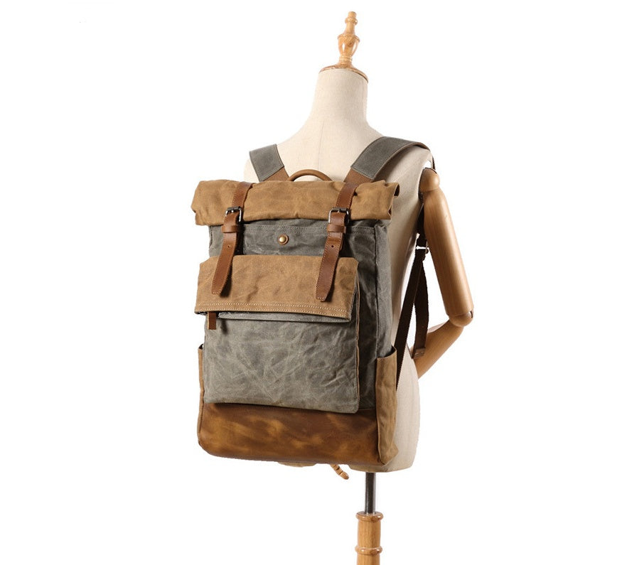 Sarah Express Retro Canvas Roll Top Backpack
