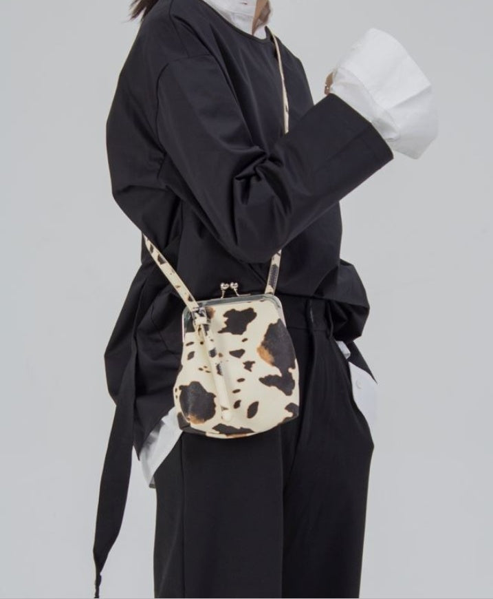 Sarah Express Cow Print Clip Top Messenger Bag