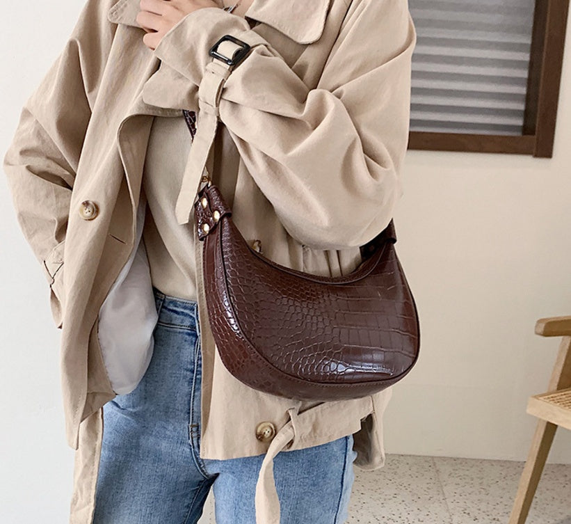Sarah Express Crocodile Pattern Dumpling Shoulder Bag