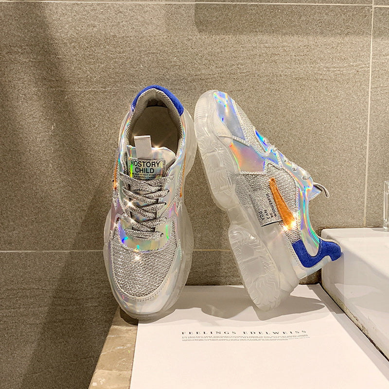 Sarah Express Metallic Panel Chunky Dad Sneakers