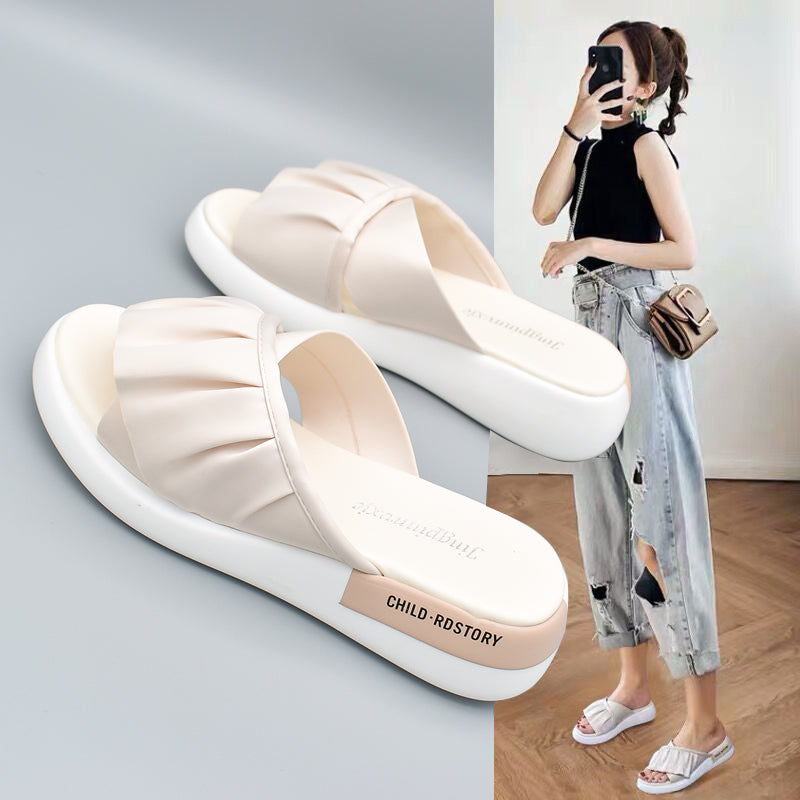 Sarah Express Ruffled Platform Slide Sandals