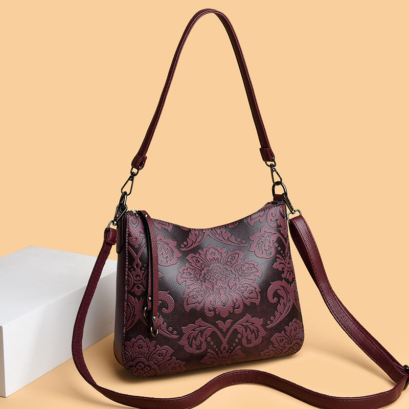 Sarah Express Embossed PU Leather Crossbody Messenger Bag