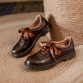 Sarah Express Retro Lace-Up Chunky Heel Pumps Brown