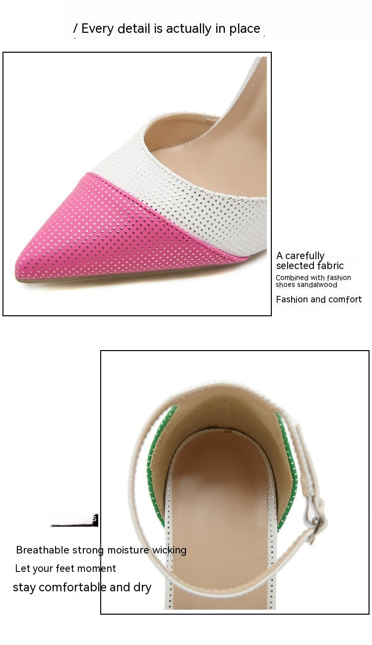 Sarah Express Multicolor Pointed Toe Ankle Strap Heels