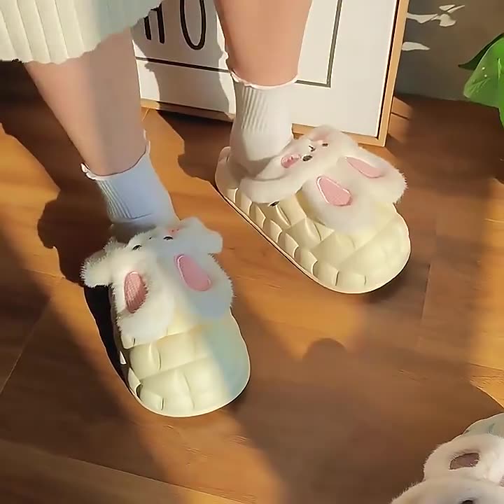 Sarah Express Unisex Rabbit Plush Washable House Slippers