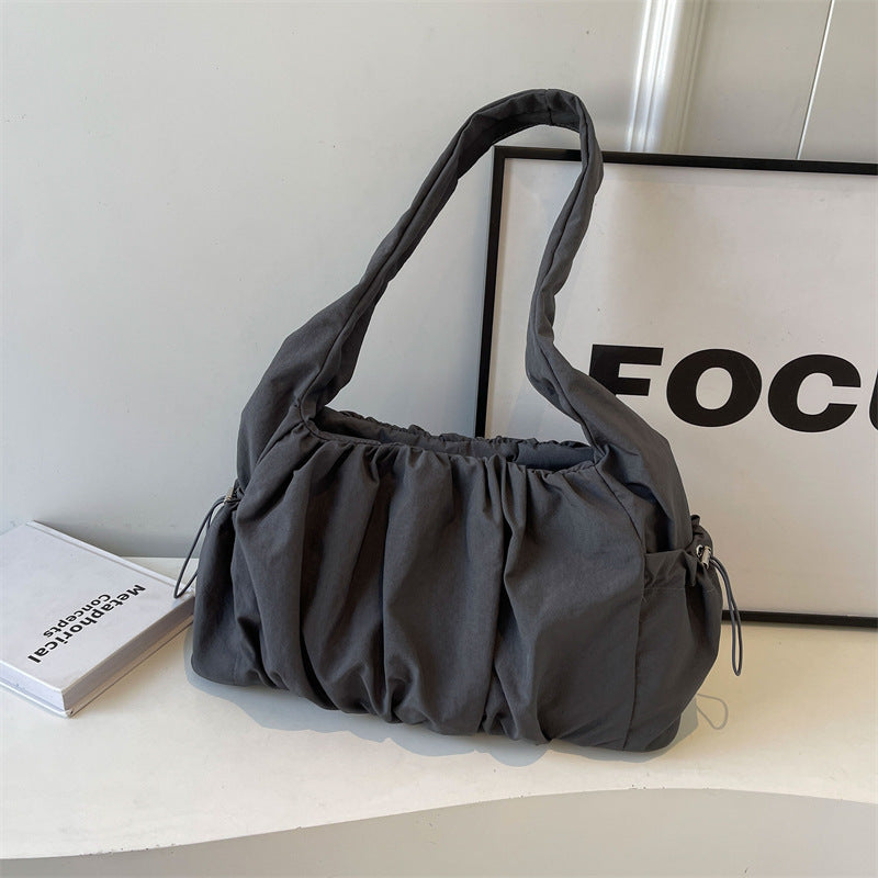 Sarah Express Ruched Canvas Tote Shoulder Bag Gray