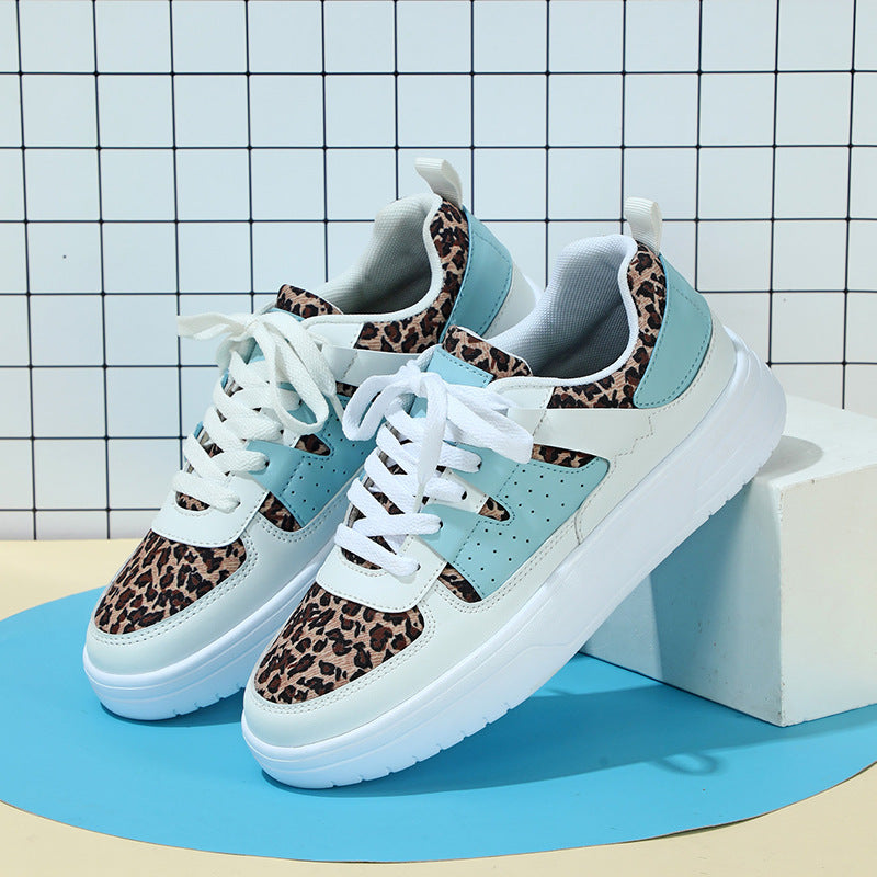 Sarah Express Platform Sneakers with Leopard Pattern Detail White leopard pattern