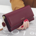 Sarah Express Multi-Function Long Wallet with Pendant Wine red