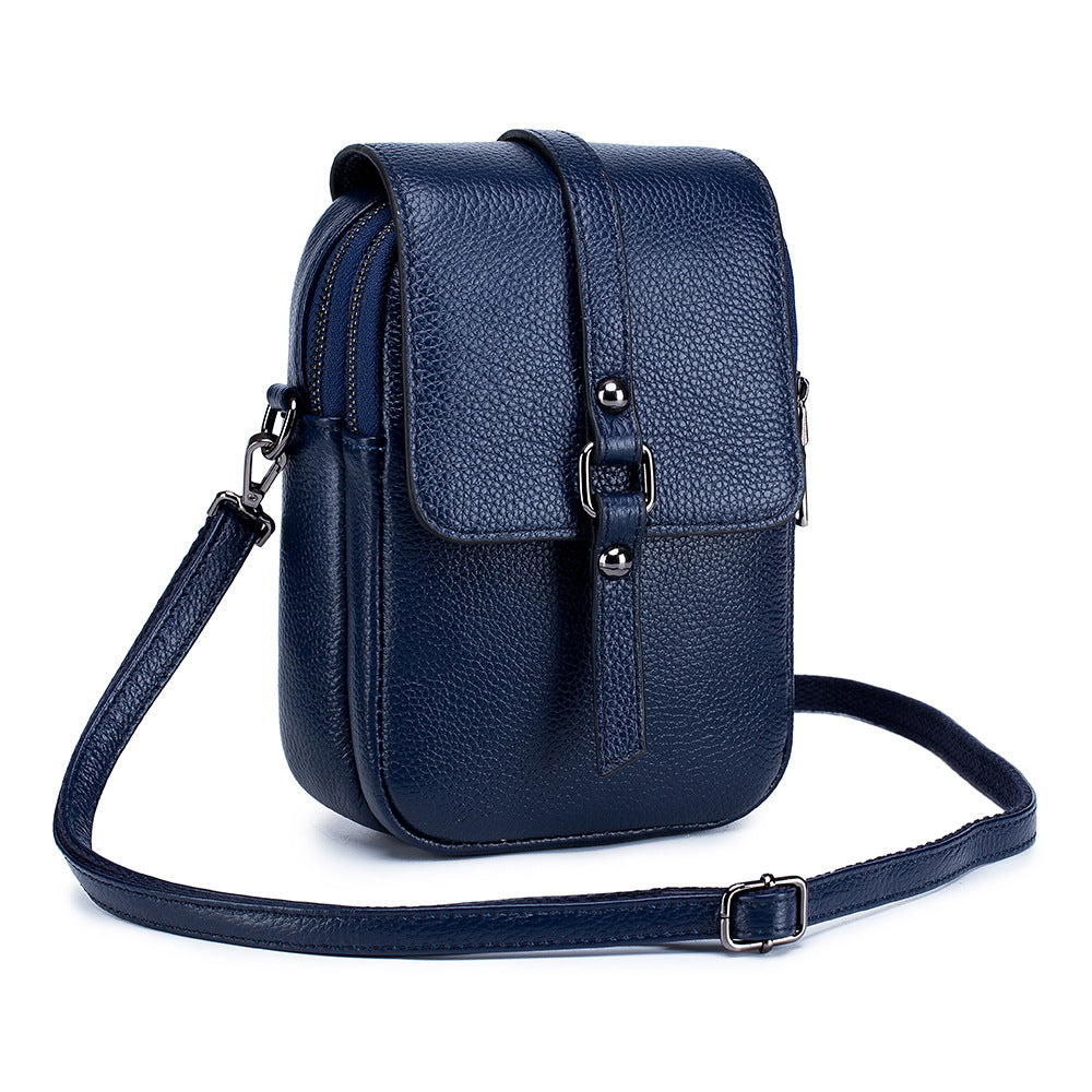 Sarah Express Compact Leather Vertical Crossbody Phone Bag Royal blue