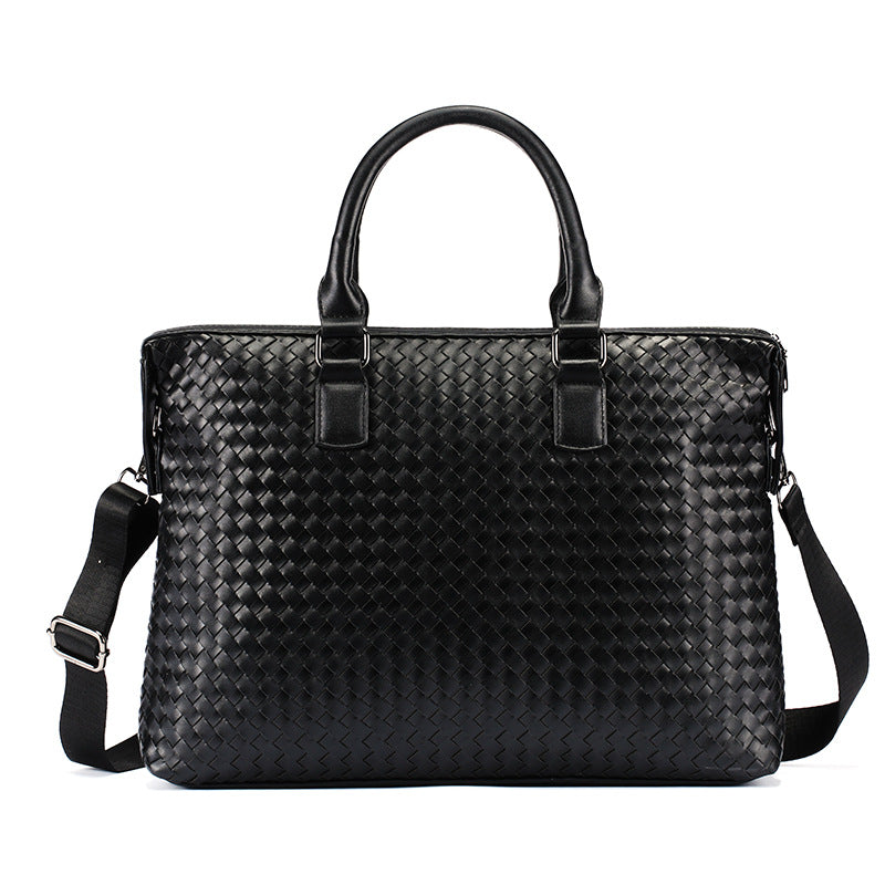 Sarah Express Woven Leather Business Laptop Briefcase