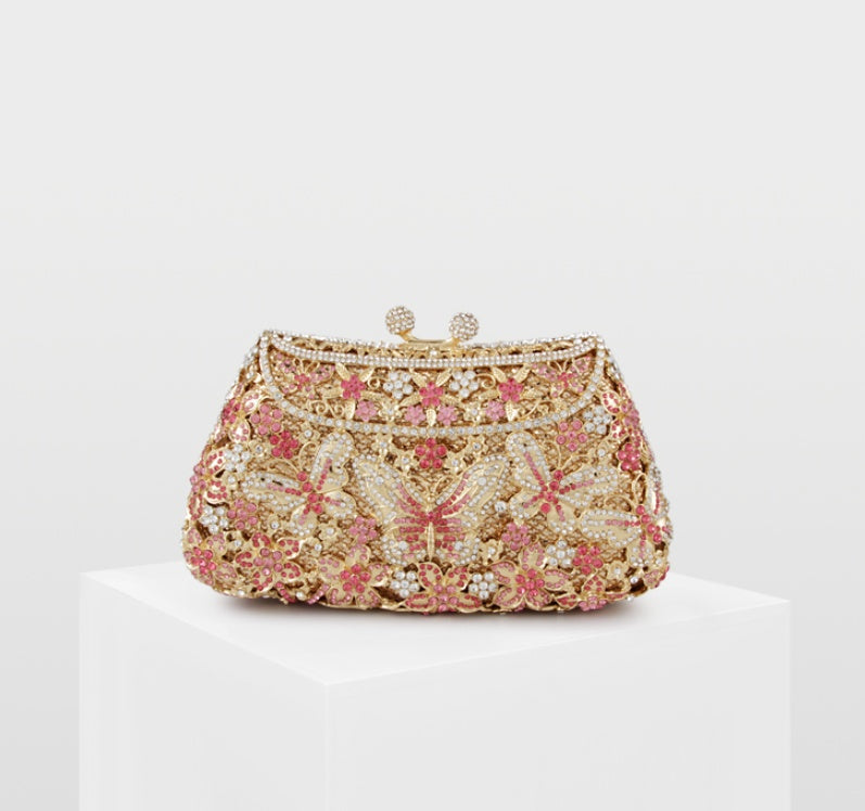 Sarah Express Crystal Beaded Evening Clutch Bag Pink