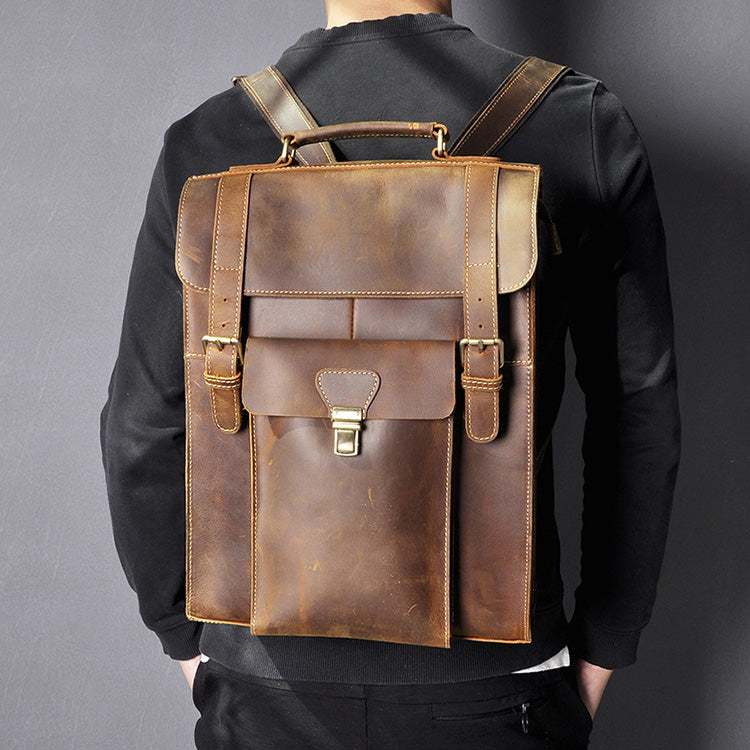 Sarah Express Genuine Leather Men's Structured Backpack