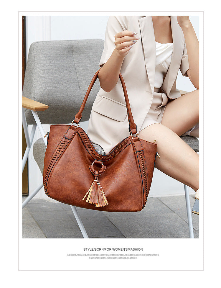 Sarah Express Structured Tassel Detail Crossbody Tote Bag